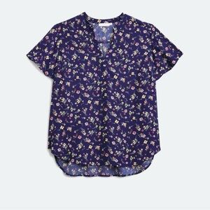 Floral Print Women's Top - Blue